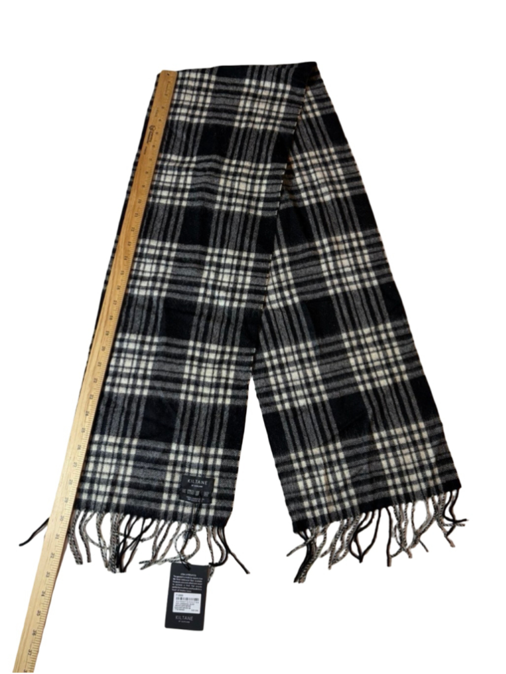 Kiltane of Scotland NWT 100% Lambswool Black White Tartan Plaid Scarf